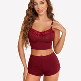 Pajama Sets Lace Trim Short PJ Set