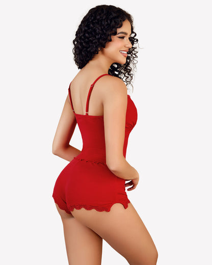 Cami Pajama Set Lace Trim Short PJ Set