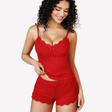 Cami Pajama Set Lace Trim Short PJ Set