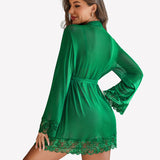 2 Piece Set Lace Teddy with Mesh Robe