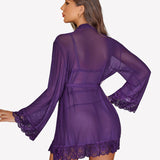 2 Piece Set Lace Teddy with Mesh Robe