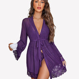 2 Piece Set Lace Teddy with Mesh Robe