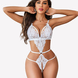 2 Piece Set Lace Teddy with Mesh Robe