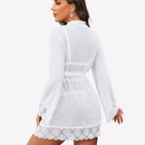 2 Piece Set Lace Teddy with Mesh Robe