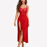 Lace Chemise Mesh Side Split Nightdress