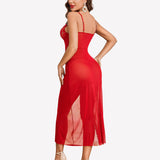 Lace Chemise Mesh Side Split Nightdress