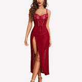 Lace Chemise Mesh Side Split Nightdress