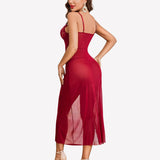 Lace Chemise Mesh Side Split Nightdress