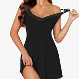 Lace Deep V Teddy Babydoll