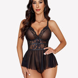 Lace Bodysuit V Neck Mesh Sleepwear