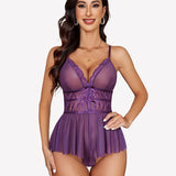 Lace Bodysuit V Neck Mesh Sleepwear