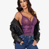 Lace Bodysuit V Neck Mesh Sleepwear