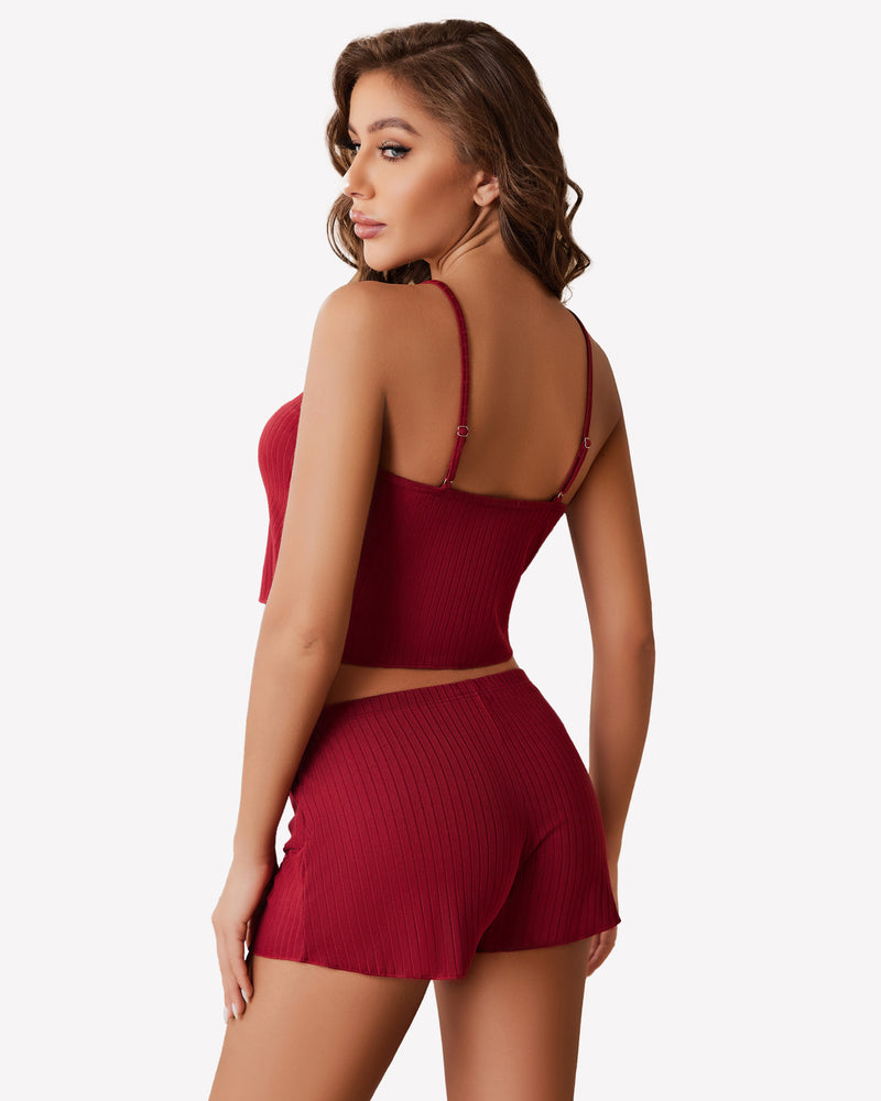 Cami Pajama Sets Ribbed Lounge Set