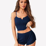 Ribbed Cami Pajama Set 2 Piece PJ Set