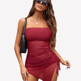 Mesh Bodycon Y2k Backless Slit Mini Dress