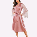 Floral Long Sleeves Lace Kimono Robe