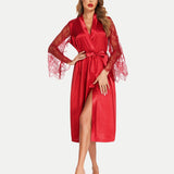 Floral Long Sleeves Lace Kimono Robe