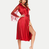 Floral Long Sleeves Lace Kimono Robe