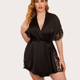 Satin Eyelash Lace Kimono