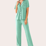 Notch Collar Soft Pajamas Set
