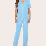 Notch Collar Soft Pajamas Set