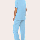 Notch Collar Soft Pajamas Set