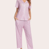 Notch Collar Soft Pajamas Set