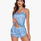 Satin Pajama Set Cami Lace Sleepwear