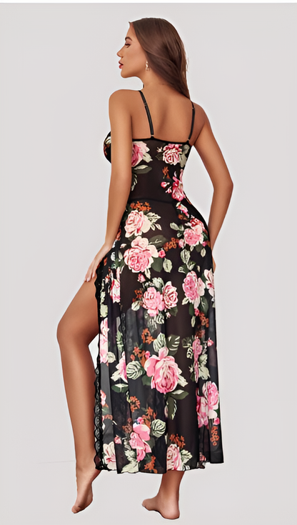 MidnightBloom™ Mesh Split Nightgown