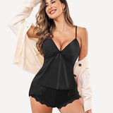 Cami Set Lace Trim Short Pjs Sets