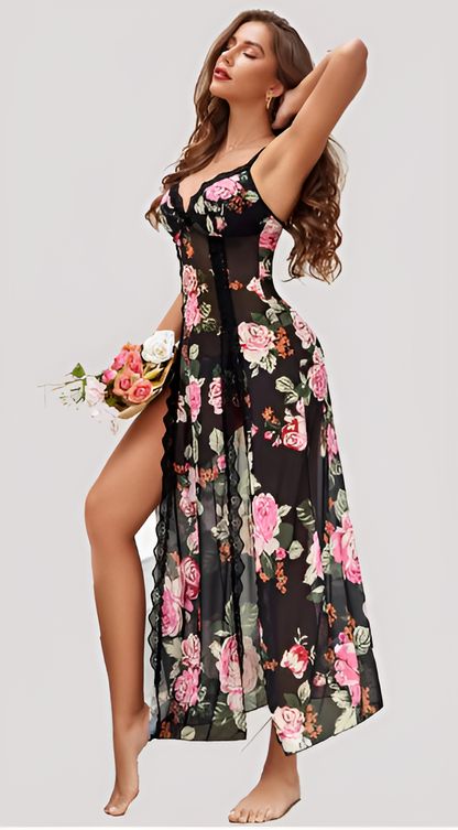 MidnightBloom™ Mesh Split Nightgown