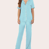 Notch Collar Soft Pajamas Set