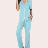Notch Collar Soft Pajamas Set