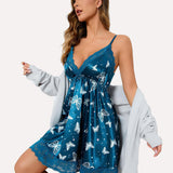 Satin Lingerie Dress V Neck Slips Nightie
