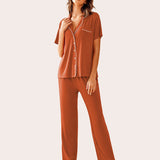 Notch Collar Soft Pajamas Set