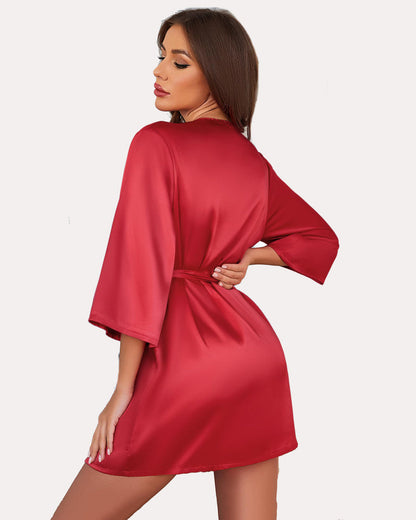 Kimono Satin Short Silky Robes