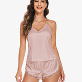 Satin Pajama Set Cami Lace Sleepwear
