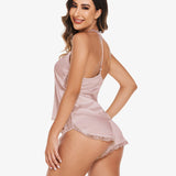 Satin Pajama Set Cami Lace Sleepwear
