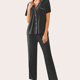 Notch Collar Soft Pajamas Set