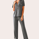 Notch Collar Soft Pajamas Set
