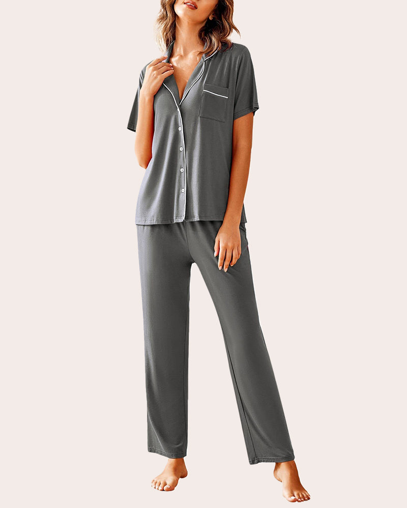 Notch Collar Soft Pajamas Set