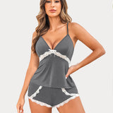 Cami Set Lace Trim Short Pjs Sets