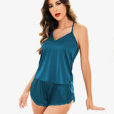 Satin Pajama Set Cami Lace Sleepwear