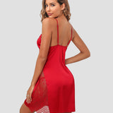 Satin Nightgown V Neck Lace Chemise