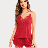 Lace Trim Short Pajama Set