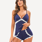 Cami Set Lace Trim Short Pjs Sets
