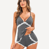 Cami Set Lace Trim Short Pjs Sets