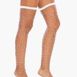Rhinestone Fishnet Knee High Stockings