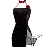 Halter Neck Button See-Through Cheongsam