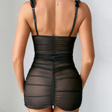 Mesh Embroidery Slim Hip Nightdress
